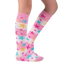 Girls' 3/4 Cotton Long Socks Set, Colorful Striped, Fashionable, Thick - 1 顆星 - 查看 4