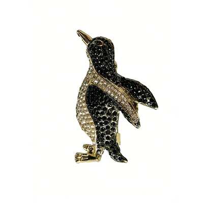 1枚闪亮休闲锌合金企鹅胸针，创意动物别针，优雅配饰，适合搭配西装/外套，适合女性全年日常佩戴