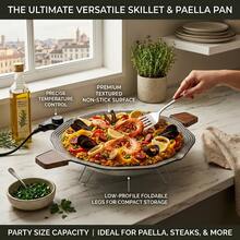 AORAN Versatile Electric Griddle & Skillet: Non-Stick, Adjustable Temp, Foldable Portable BBQ Grill. Perfect For Home, Dorm, Camping. Fast Heating, Easy Clean. Enjoy Healthy Brunch, Dinner, Paella. All-In-One Cooker & Party Essential! - US B Type Plug(110-127V) - View 4