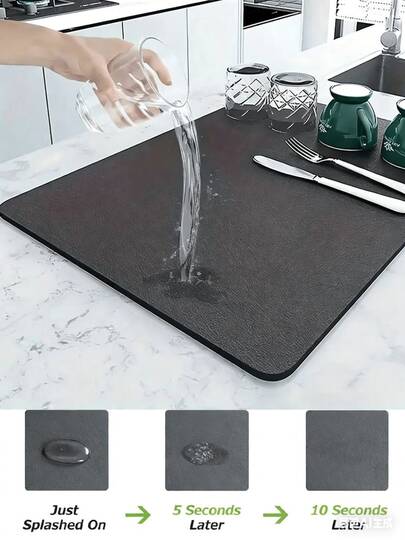 1 tấm lót bát đĩa màu trơn, chống trượt, thấm hút tốt, chống mài mòn, dùng cho máy pha cà phê, tấm lót đất tảo mềm, thảm nhà hàng, quầy bar, thảm cho thú cưng, thảm lót bàn ăn, thảm phòng tắm, thảm mặt bàn, có chức năng trang trí bàn, đồ dùng nhà bếp gia đình