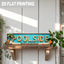 2D Flat - 1pc Simple Pool Side Amusement Park Metal Sign - Vintage Tropical Beach Wall Decor, 4x16 Inch, Simple 2D Flat Print, Suitable For Living Room, Bedroom, Bar, Patio And Pool Side Theme, Beach Theme Decoration - Multicolor - View 7