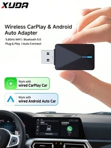 XUDA 二合一无线 CarPlay/Android Auto 适配器 - 2.4-5.0 GHz WiFi 5 CarPlay 转换器，有线转无线，快速自动连接，零延迟，小巧设计，兼容 和 Android 设备，带 USB/USB-C 接口，不含电池 - C - 查看 16