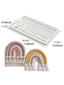 1 Khuôn Silicon Dây, Khuôn Làm Bánh Fondant Macrame Khuôn Trang Trí Bánh Tua Rua Lá Hình Dạng Boho Khuôn Sô Cô La Kẹo Dẻo Cho Bánh Cupcake Đất Sét Trang Trí Bánh Quy Đường Bánh Kẹo Nướng - Màu Xám nhạt - Xem 12
