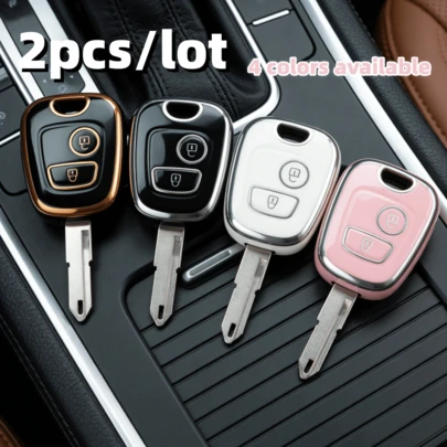 Bộ 2 vỏ bọc chìa khóa ô tô cho Peugeot 107 206 207 307, Citroe N C1 C2 C3 C4, A Aygo, chỉ phù hợp với chìa khóa xe được hiển thị trong hình.