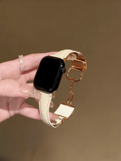 Compatible With Apple Watch Minimalist Premium Magnetic Solid Color Leather Strap For Women 38/40/41/42/44/45/46/49mm, For Ultra/SE 2/SE 1/Series 11/10/9/8/7/6/5/4/3/2/1