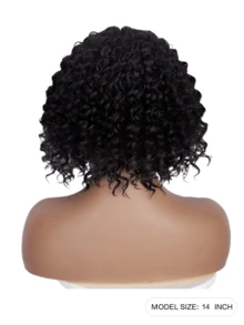 14 Inch African Curly Bob Wig - Heat Resistant Synthetic Small Wavy Style, Natural Look, Full Voluminous Curls, Suitable For Daily Or Special Occasions, Daily Wig Wear | African Style | Synthetic Wig - Black - View 5