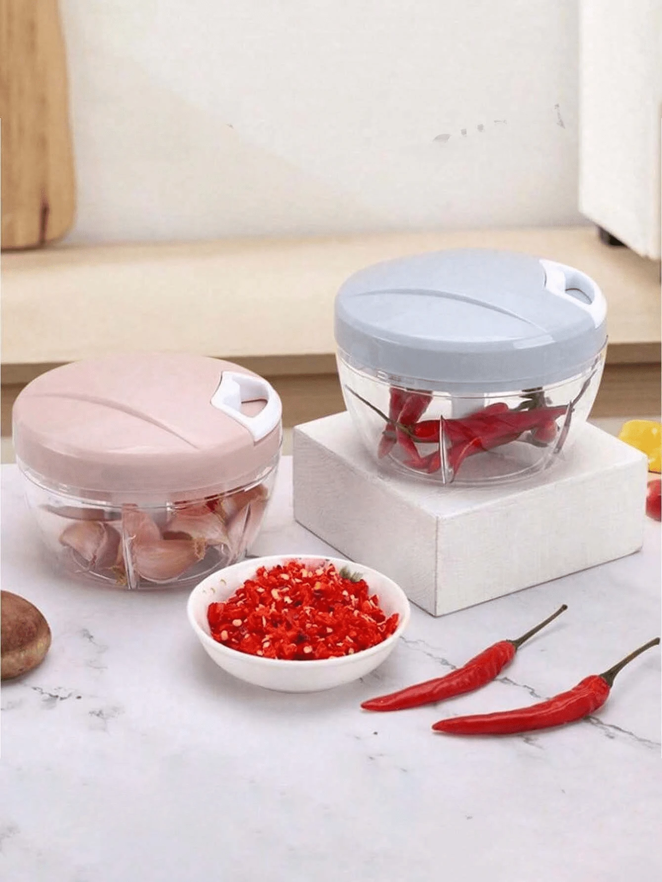 1pc Manual 2-Blade Garlic Press Crusher, Garlic Mincer - Multicolor - View 1