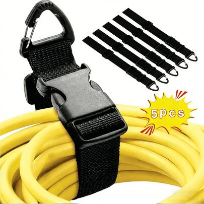 5 piezas de 45 cm de largo, cable de extensión negro ajustable/organizador de gestión con 3 ganchos para colgar - Clips de gestión de cables de polipropileno duradero, adecuado para organización de estudio y garaje, almacenamiento de cables y espacio de trabajo sin desorden, soporte para cable de extensión, diseño conveniente, construcción resistente, diseñado para entusiastas del bricolaje