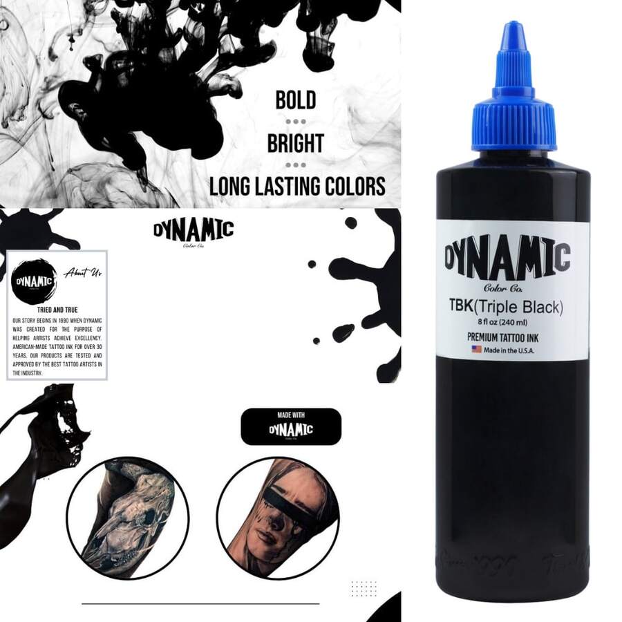 Professional Tattoo Ink Dynamic Triple Black 8oz - 藍色 - 查看 1