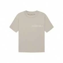 Essentials FW22 Flocked Logo Drop-Shoulder Tee | Unisex Crewneck Short Sleeve T-Shirt, Soft Cotton Everyday Basic - Xám - Xem 1