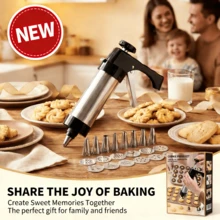 2026 Stainless Steel Cookie Press Gun Kit With 13 Discs & 8 Icing Tips – Easy DIY Cookie Maker For Christmas&Holiday, Baking & Cake Decorating - View 1