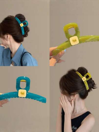 1 chiếc kẹp tóc hình móng vuốt chó nhỏ hiệu Coral Bay Luxury Gold Label, kẹp tóc cỡ lớn mới dùng cho búi tóc, kiểu tóc búi cao, trang phục mùa hè, phụ kiện đi biển.