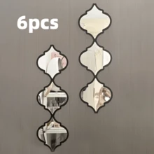 Bộ 3/6 gương trang trí bằng acrylic đen cổ điển, thích hợp cho phòng tắm, phòng khách và các không gian trang trí nhà cửa khác, gương treo tường khung nhựa cho hành lang và nhiều nơi khác. - A - Xem 15