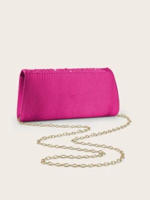 Glamorous Sparkling Rhinestone Decor Chain Bag, Magnetic Closure, Elegant Fashion Party Clutch, Suitable For Women's Birthday Party, Charming Evening Shoulder Bag - Hot Pink - View 5