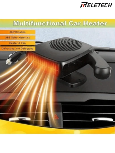 Reletech 1. OmLife 12V-24V Car Heater/Defroster - Rapid Heating/Cooling Dual Fans, Compact Handheld Design, Suitable For Cars, Trucks, SUVs, For All-Season Use - Can Be Used As Car Window Defroster, Interior Temperature Control, Dashboard Accessory, Ergonomic Handle Design