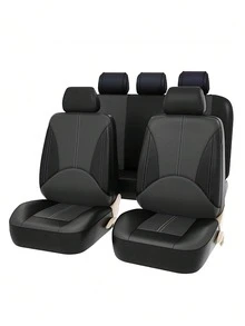 Universal PU Leather Car Seat Covers - Full Coverage, Breathable & Waterproof, Elastic Sides, 4pcs Set (2 Seats) Or 9pcs Set (5 Seats) Full Set, Airbag Compatible, Water-Resistant & Easy To Clean, Seat Protector Fits Most Cars, SUVs, MPVs, Interior Protection - Type a - View 18
