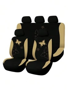9pcs Universal Car Seat Covers Set - Butterfly Heat Transfer Pattern, Dual-Tone, Non-Slip Durable Fabric, Airbag Compatible For Sedan, SUV, MPV, Van, Easy Clean, Full Coverage, Fashionable Interior Seat Protector, Great Gift For Her - Type a - View 17