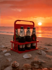 1 giỏ đựng bia bằng nhựa gấp gọn có tay cầm, giá đựng đồ uống bằng nhựa có thể gập lại, chứa được 4/6 chai, thích hợp cho mua mang về, ăn uống tại nhà hàng, quán cà phê, quà tặng Ngày của Cha, có thể tái sử dụng. - Xem 4