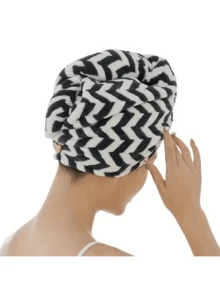 Khăn trùm đầu bằng sợi microfiber mềm mại, thấm hút tốt, kiểu dáng hiện đại, kẻ sọc, nhanh khô, ít xơ vải, làm từ hỗn hợp polyester, có họa tiết nhân vật hoạt hình. - Nhiều màu - Xem 6
