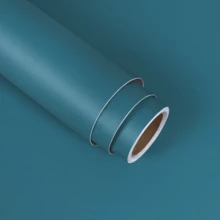 1 Roll Self-Adhesive Wallpaper, PVC Material Sticker, Blue Matte Frosted Pattern Wallpaper, Waterproof And Stain-Resistant, Easy To Install And Removable, Suitable For Kitchen Cabinets, Dining Tables, Drawers, Furniture Renovation, Bedroom, Living Room, Dorm Wall Decoration, Easy To Clean And Cut To Size - Blue - View 11