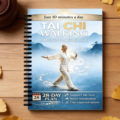 מחברת ספירלה אחת לתכנון הרזיה ל-28 יום עם סגנון "הליכה בטאי צ'י", יומן אימון יומי בן 10 דקות במאמץ נמוך בנושא יין ויאנג, עם אפשרויות כיסא, מתנה מושלמת לקשישים, מחפשי ירידה במשקל וכל מי שזקוק לשגרת הרגעה, שגרת הרזיה סינית מסורתית.