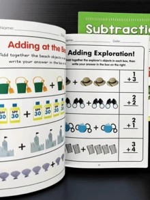 64 Pages 0-10 Addition And Subtraction Math Workbook, Preschool Math Practice Book With Picture-Based Formula Decomposition Calculations, Interesting Arithmetic Problem Book, Suitable For Children Aged 3-8 - Multicolor - View 4
