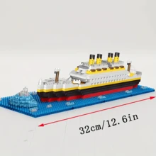 609片经典豪华游轮大型模型，迷你积木套装3D模型，创意解压拼装积木收藏摆件生日礼物1件装，包含积木工具/镊子/钳子/手套，趣味拼装游戏，无灯光 - 彩色 - 查看 1