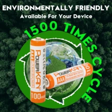 POWERKAN 高容量 AAA 可充电电池（4 节/8 节套装）：1100mAh 1.2V 镍氢电池，持久耐用，适用于数码相机、遥控器、麦克风、时钟等 - 包含耐用电池盒 - 查看 6