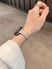 1 chiếc dây đeo eo nhỏ nhắn sang trọng dành cho nữ, bằng kim loại và nhựa, tương thích với dây đeo 44mm, 40mm, 42mm, 46mm, 38mm, 49mm, 41mm, 45mm, thiết kế thanh lịch, tương thích với các dòng Series 11, 10, 9, 8, 7, SE, 6, 5, 4, 3, Ultra, 2, 1, quà tặng cho nữ. - màu ánh sao - Xem 8