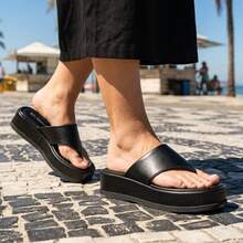 Women's Flatform Flip Flops Comfortable Papete Sandal - màu đen - Xem 1