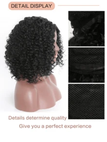 14 Inch African Curly Bob Wig - Heat Resistant Synthetic Small Wavy Style, Natural Look, Full Voluminous Curls, Suitable For Daily Or Special Occasions, Daily Wig Wear | African Style | Synthetic Wig - Black - View 6