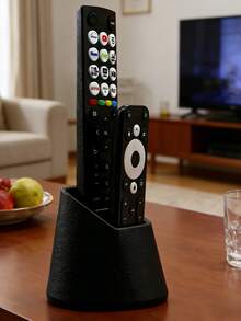 1 hộp đựng điều khiển từ xa hiện đại, giá đỡ điều khiển từ xa hai khe cho TV/DVD/Blu-Ray/Hệ thống âm thanh/Máy chơi game - Kệ lưu trữ phương tiện truyền thông phòng khách phòng ngủ - Hộp đựng điều khiển từ xa trang trí có không gian chứa đồ - Không cần nguồn điện, dễ sử dụng, hộp đựng bằng nhựa bền in 3D chứa được 2 điều khiển từ xa, thích hợp cho điều khiển TV, máy lạnh, đèn và đồ dùng văn phòng. - Nhiều màu - Xem 4
