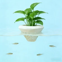 1pc Floating Mesh Planter Basket, Hydroponic Suspended Flower Pot For Aquarium, No Installation Required, Suitable For Fish Tank/Pond/Home Decor, Slouchy Aquarium Landscape Tool, Fish And Plants Symbiotic Floating Pot - A - View 2