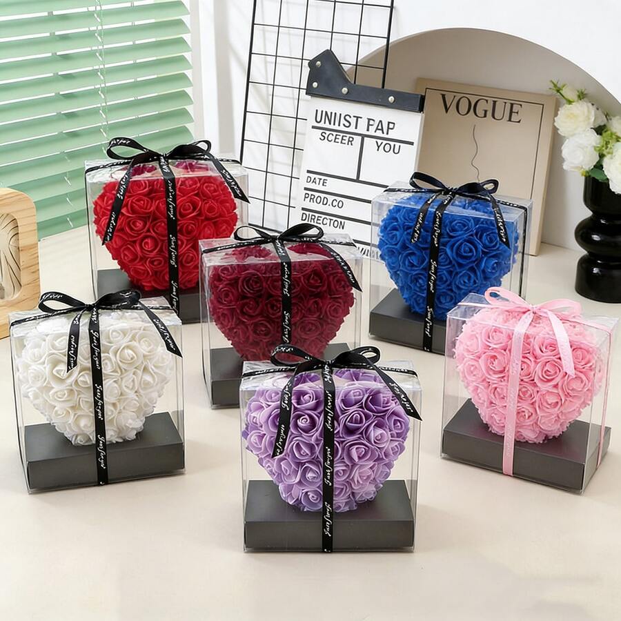 Artificial Rose Love Gift Box, Artificial Flower Wedding Wedding Decoration Valentine's Day Mother's Day Gift Home Decor, For Home Decor, Birthday, Wedding, Party, Mother's Day, Graduation Gift, Artificial Flowers - Multicolor - View 1