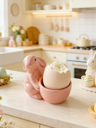 Cốc đựng trứng hình thỏ hồng bằng nhựa, hộp đựng trứng hình thỏ dễ thương, giá đựng trứng trang trí cho mặt bàn bếp, bàn ăn, phòng khách, lò sưởi, trang trí nhà mùa xuân, vật trang trí trung tâm bàn ăn lễ Phục Sinh, tượng thỏ bằng nhựa duyên dáng để sắp xếp trứng luộc, trang trí nhà bếp phong cách nông trại ngọt ngào, món quà Phục Sinh lý tưởng cho người yêu thỏ và các dịp lễ hội.