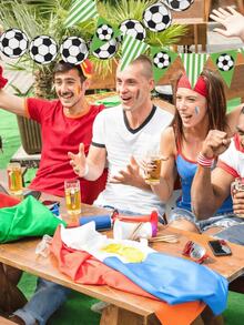 2 Sets Football Themed Decorations, Including Sports Ball Decor, Flags, Pennant Banners, Suitable For Birthday Party, Bachelor Party, Music Festival, World Cup Background Decor, Football Fan Decorations - A - View 5