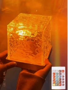 1个16色水波投影夜灯，发光立方体水晶灯，带触摸/遥控功能，卧室灯，成人房装饰，家庭影院，婚礼装饰，魔幻投影灯礼物，节日派对，家居装饰 - 彩色 - 查看 4