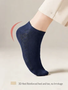 5 đôi/10 đôi/15 đôi tất ren hình thoi dành cho nữ, màu trơn, kiểu dáng tối giản, phù hợp cho ở nhà, văn phòng và mặc thường ngày. - Nhiều màu - Xem 6