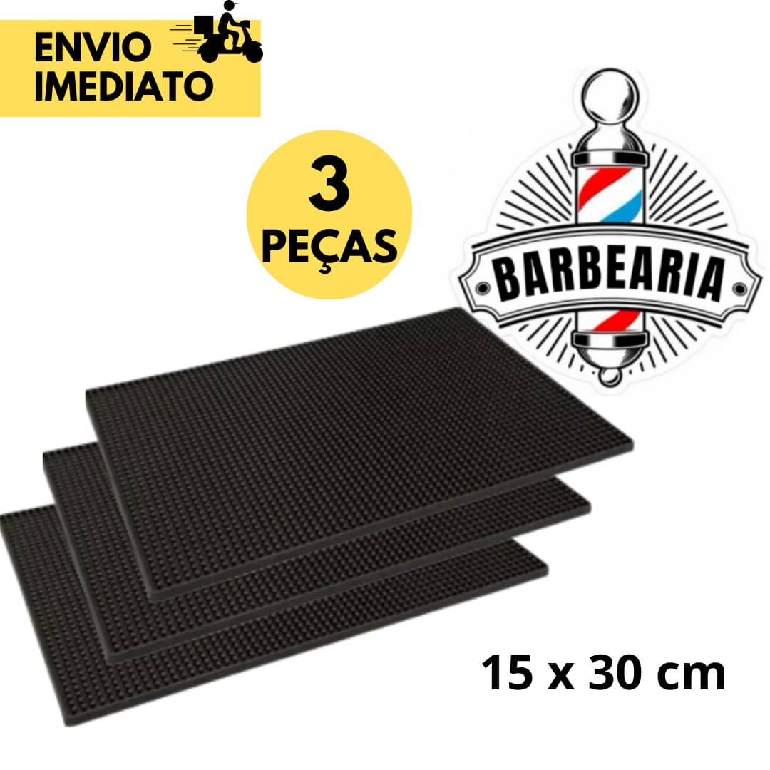 Kit 3 Tapete Protetor Barbearia 30x15 Emborrachado Antiderrapante Alta Qualidade - Tamanho Único - Visão 1