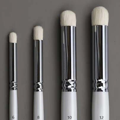 Set Of 4 Professional Dry Brushes With Wooden Handles For Miniatures, Suitable For Acrylic, Watercolor, And Oil Painting, Ideal For Advanced Art Enthusiasts Working On Tabletop Models.