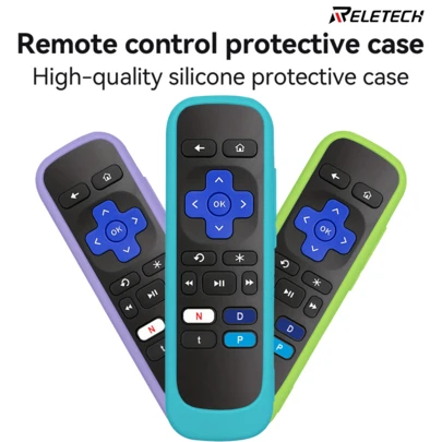 Reletech [Có 4 màu] Bao bảo vệ điều khiển từ xa bằng silicon - Chống trượt, chống rơi, phù hợp với điều khiển Fire TV Stick, có lỗ treo, phụ kiện TV đa năng