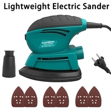 Elektrischer Exzenterschleifer, Handschleifmaschine, Schleifpapier Körnung 80/120/240, EU-Stecker, leicht, ergonomisch, staubdicht, doppelt isoliert, Werkzeugset zum Polieren von Holz, Metall und Stein sowie zur Rostentfernung - EU F-Typ Stecker (220-240V) - Übersicht 1
