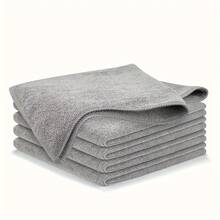 Bộ 5-50 khăn lau bếp bằng sợi microfiber màu xám nhạt, khăn lau mềm mại siêu thấm hút, bộ khăn lau chén đĩa tẩy vết bẩn. - A - Xem 5