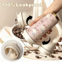 Bình nước giữ nhiệt hình vịt dễ thương có nơ, kèm quai đeo, giữ lạnh 24 giờ và giữ nóng 12 giờ, làm bằng thép không gỉ, chống rò rỉ, thích hợp cho trường học, văn phòng, đi làm, quà tặng màu hồng cho bé gái. - Nhiều màu - Xem 6