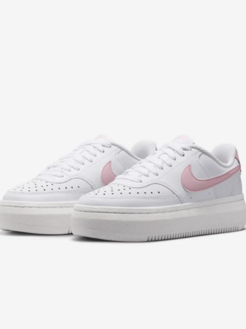 Zapatillas de skateboard de suela gruesa para mujer Nike Court Vision Alta, duraderas, antideslizantes para uso casual al aire libre, cómodas para el transporte diario y el ocio, con combinación de colores versátil, adecuadas para tallas pequeñas, DZ5394-105 - color polvo blanco - Ver 1