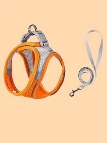 1 Set Tali dan Harness Reflektif untuk Kucing & Anjing - Rompi Jala Bernapas dengan Tali Nilon Empuk, Cocok untuk Ras Kecil hingga Sedang; Kalung Hewan Peliharaan - Desain Anti-Tercekik dengan Dua Cincin D - Biru - View 22