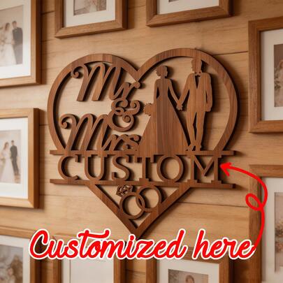 1 tấm trang trí đám cưới cắt laser tùy chỉnh, tranh treo tường, thích hợp cho đám cưới, kỷ niệm, sinh nhật, ngày Valentine, Giáng sinh, Ramadan, quà cưới.