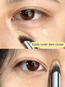 Black Handle Concealer Brush, Glossy Handle Makeup Brush, Shedding-Free And Stain-Free, Multi-Functional Detail And Contouring Brush, Fingertip, Shaping Concealer Brush Designed Specifically For Covering Eye Bags, Can Also Be Used As Lip Brush Or Foundation Brush, Makeup Tool - Multicolor - View 2