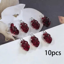 5/10 chiếc mặt dây chuyền hình trái tim mô phỏng bằng nhựa tự làm, trang sức, khuyên tai hình trái tim sáng tạo, móc khóa, phụ kiện thời trang. - Nhiều màu - Xem 8