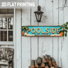 2D Flat - 1pc Simple Pool Side Amusement Park Metal Sign - Vintage Tropical Beach Wall Decor, 4x16 Inch, Simple 2D Flat Print, Suitable For Living Room, Bedroom, Bar, Patio And Pool Side Theme, Beach Theme Decoration - Multicolor - View 4